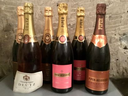 6 bottles of CHAMPAGNE rosé (3 of Deutz,...