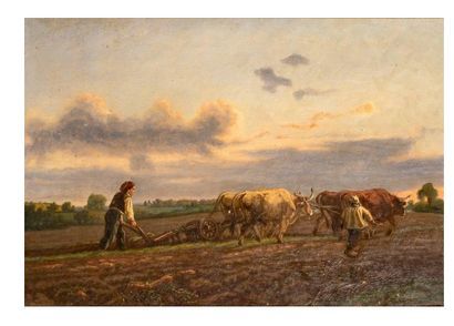 BELGIAN SCHOOL, 1870 
Farmers in a field...