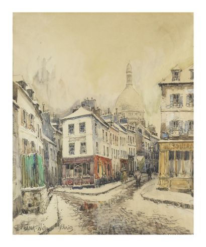 FRANK WILLIAM BOGGS, DIT FRANK-WILL (1900-1950) Montmartre, ruelles animées au pied du Sacr...