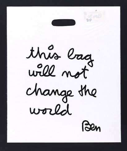 BEN (Benjamin VAUTIER dit) (Né en 1935) THIS BAG WILL NOT CHANGE THE WORD, 1990
Sac... Gazette Drouot
