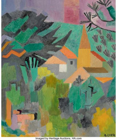André Lhote (French, 1885-1962) Paysage au clocher, 1960 Oil on canvas 25-3/4 x 21-1/2... Gazette Drouot