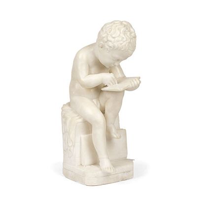 SIGUIENDO EL MODELO DE ANTONIO CANOVA Enfant assis. Sculpture. Sculpture en albâtre... Gazette Drouot