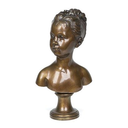 SIGUIENDO MODELOS DE JEAN ANTOINE HOUDON Tête de jeune fille . Sculpture en bronze... Gazette Drouot