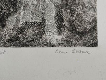null René IZAURE (1929 - 2014)
Les portes de la nuit
Black engraving titled, 4th...
