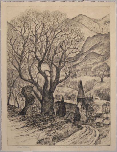 null René IZAURE (1929 - 2014)
The Great Tree of the Church at Rabat-les-Trois-Seigneurs
Engraving...
