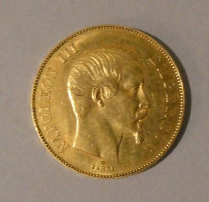 null FRANCE. Pièce de 50 francs or Napoléon III 1855 A. Poids : 16,1 g. LOT CONSERVE...