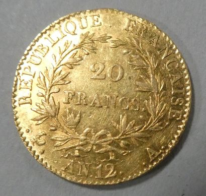 null FRANCE. Pièce de 20 francs or Bonaparte Premier Consul 1812 A. Poids : 6,4 g....
