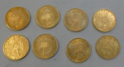 null ALLEMAGNE - PRUSSE. 8 pièces de 20 marks Wilhelm II. Poids : 63,7 g. CONSERVEES...