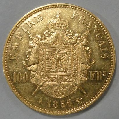 null FRANCE. Pièce de 100 francs or Napoléon III 1855 A. Poids : 32,2 g. VENDUE SUR...