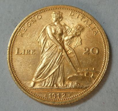 null ITALIE. Pièce de 20 francs or Vittorio Emanuele III, 1912 R. Poids : 6,4 g....