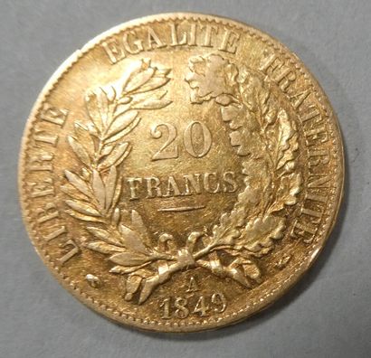 null FRANCE. Pièce de 20 francs or IIe République Cérès 1849 A. Poids : 6,4 g. VENDUE...