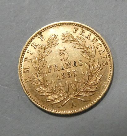null FRANCE. Pièce de 5 francs or Napoléon III 1855 A main. Poids : 1,6 g. Diamètre...