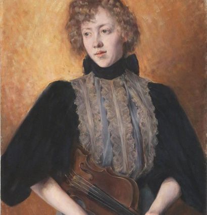  Hildegard THORELL (1850-1930) Portrait de Sigrid Lindberg, 1890. Toile signée et... Gazette Drouot