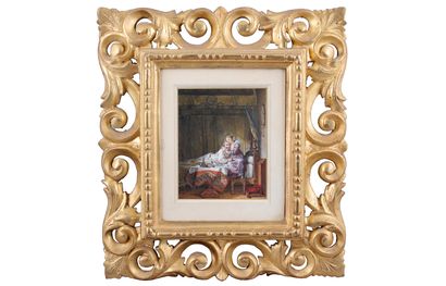  Jean-Baptiste Mallet (Français, 1759-1835) 
Scène galante avec Henri IV et Gabrielle... Gazette Drouot