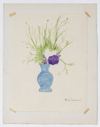  Marie Laurencin (Française, 1883-1956) 
Bouquet de fleurs, c. 1907 

Crayon et aquarelle... Gazette Drouot