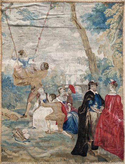  Aubusson, XVIIIe siècle 
dans la suite d'Antoine Watteau (Français, 1684-1721) 
Le... Gazette Drouot