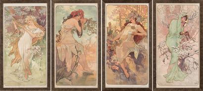  Alphonse Mucha (Prague, 1860-1939) 
Les Saisons, 1896 

Quatre lithographies originales... Gazette Drouot