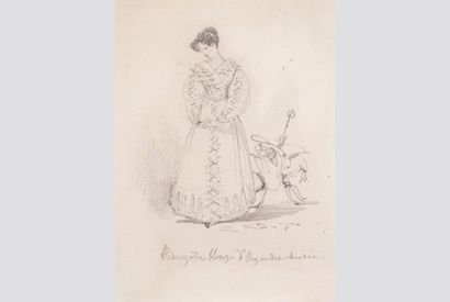  Richard Parkes Bonington (Anglais, 1802 1828) 
Femme en pied 

Crayon noir.
Légendé... Gazette Drouot