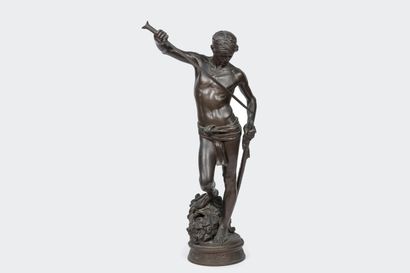  Antonin Mercié (Français, 1845-1916) 
David vainqueur de Goliath 

Bronze à patine... Gazette Drouot