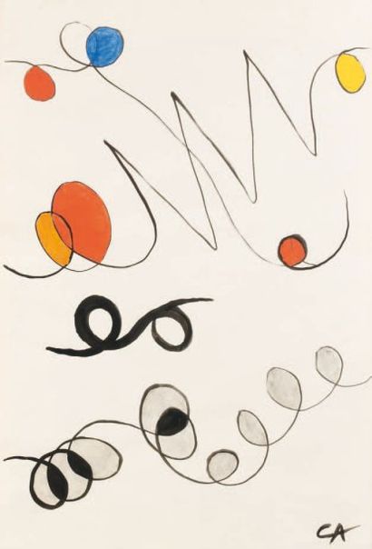 Alexandre CALDER (1898-1976) Sans titre Gouache sur papier Monogrammée en bas à droite...