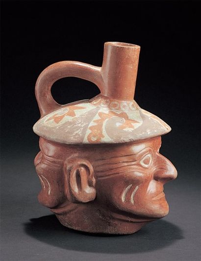 null Vase-portrait Janus Céramique à engobe brun-rouge, peintures ornementales de...