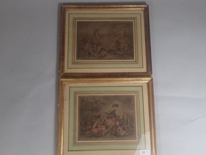 null JUBIER d'après Jean-Baptiste HUET (1745-1811), paire de gravures en couleur...