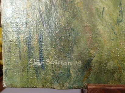null Shan EGERTON (né en 1948) "Chalet en montagne". Huile sur toile signée en bas...