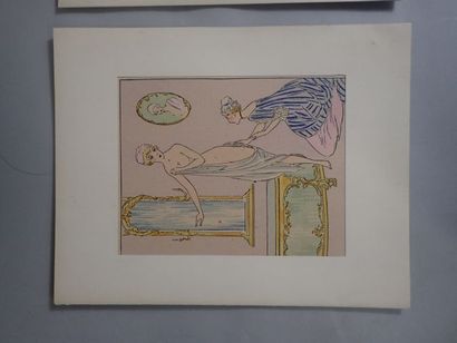 null MONIER Maggy (1887-1965), Le Bain, 3 illustrations au pochoir. Vers 1930.

Dim...
