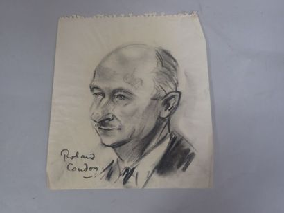 null COUDON Roland (1897-1954), portrait d'homme au fusain, signé en bas à gauche.

Dim...