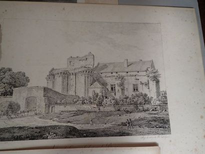 null [REGIONALISME] Ensemble de lithographies en noir comprenant "Ruines du château...