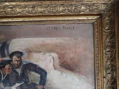 null Paulette MORIN (XXe siècle). "Lettre de France". Huile sur toile signée en bas...