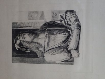null Albrecht DURER (1471-1528) d'après, autoportrait aux gants, gravure en noir.

Dim...