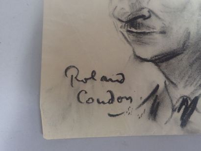 null COUDON Roland (1897-1954), portrait d'homme au fusain, signé en bas à gauche.

Dim...