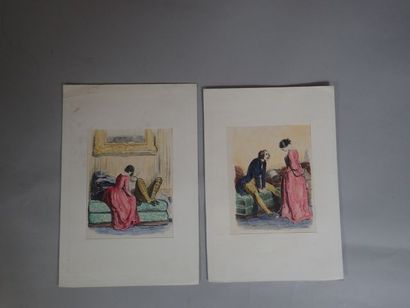 null GAVARNI Paul (1804-1866), " les Lorettes", suite de deux gravures en couleur.

Dim...
