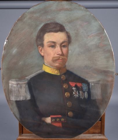 null Ecole française fin XIXème « Portrait d’un capitaine de l’infanterie légère...