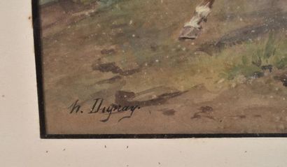null Henri Louis DUPRAY (1841-1909) «officier de Dragons ». Aquarelle signée en bas...