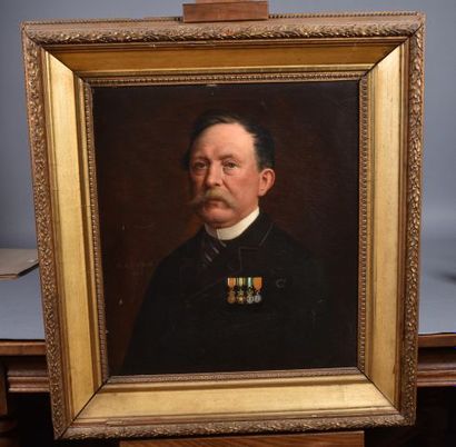 null Hendrik Antoon POTHAST (1847-1924) » Portrait d’un vétéran portant ses décorations »...