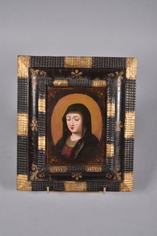 null Ecole flamande de la fin du XVIIe siècle. "Portrait de Sainte Anne". Huile sur...