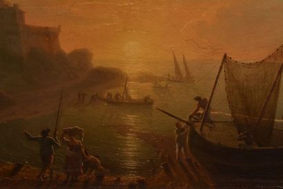 null Suiveur de Charles François LACROIX DE MARSEILLE (c.1700-1782). "Bord de mer...