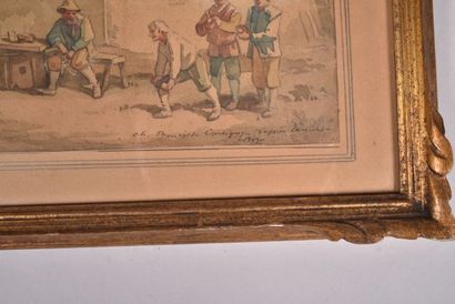 null Charles Benoist-Cartigny (XIXème siècle). "Jeux villageois" d’après D. Teniers....