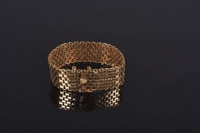 null Bracelet large en or jaune à mailles géométriques articulées (Pds 33,95g)