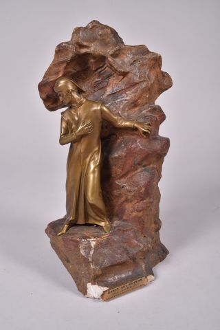 null Alfred Désiré Lanson (1851-1938). « Dante aux enfers ». Bronze à patine dorée...