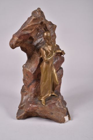 null Alfred Désiré Lanson (1851-1938). « Dante aux enfers ». Bronze à patine dorée...