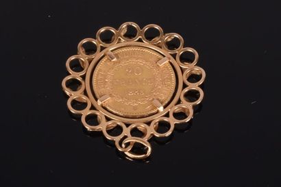 null Pièce de 20 francs or Génie 1886 montée en pendentif en or jaune 18K (Diam....