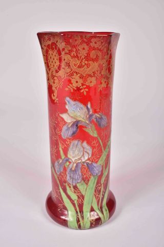 null Attribué à SAINT DENIS - LEGRAS (XXe siècle) Vase de forme tube à base élargie...