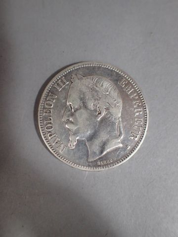 null 5 Francs argent Napoléon III tête laurée 1870 BB (Atelier de Strasbourg) ancre...