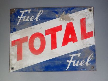 null Plaque en tôle émaillée Total pour le fuel (Dim: 50x37,5cm). Oxydations.
