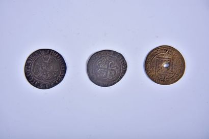 null Deux pièces Blanc Guenar Charles VI le Fol (1380-1422) en billon. On y joint...