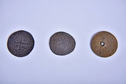 null Deux pièces Blanc Guenar Charles VI le Fol (1380-1422) en billon. On y joint...