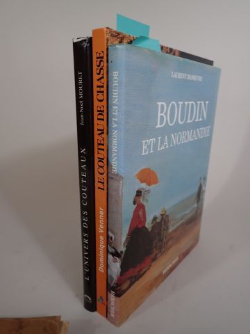 null Lot de livres comprenant notamment Laurent MANŒUVRE "Boudin et la Normandie",...